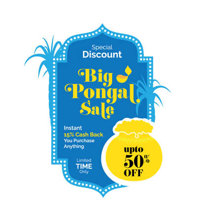 Pongal Festival Offer, Sale Template with 50% Discount Tagのイラスト素材