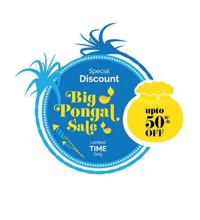 Pongal Festival Offer, Sale Banner Design Template with 50% Discount Tagのイラスト素材