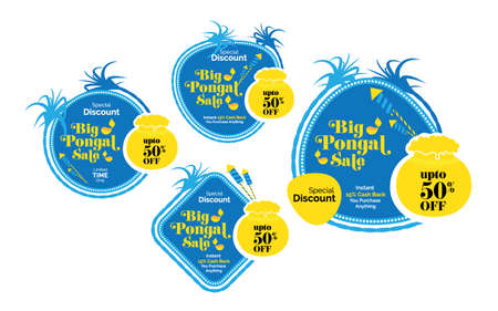 Pongal Festival Offer, Sale Banner Design Template with 50% Discount Tagのイラスト素材