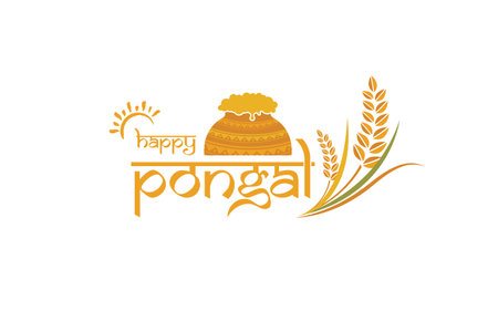 Happy Pongal Design Text Typography Collection Vector Illustrationのイラスト素材