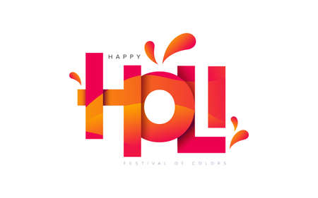 Happy Holi Template with Abstract Holi Text Typographyのイラスト素材