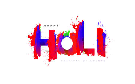 Happy Holi Template with Abstract Holi Text Typographyのイラスト素材