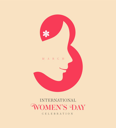 International Women's Day. 8 March. Woman face silhouette. Vector illustrationのイラスト素材