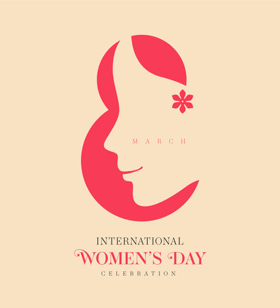 International Women's Day. 8 March. Woman face silhouette. Vector illustrationのイラスト素材