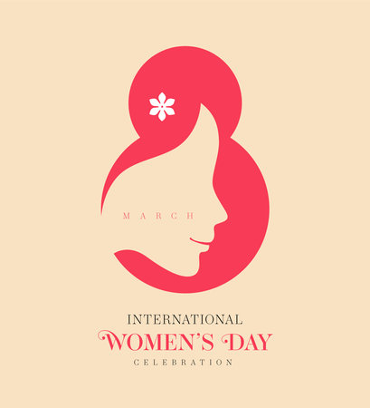 International Women's Day. 8 March. Woman face silhouette. Vector illustrationのイラスト素材
