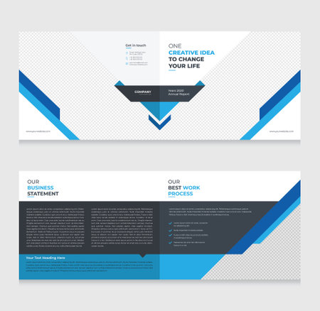 Blue Tri-fold Brochure Design Template, Editable Vector Illustrationのイラスト素材