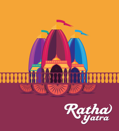 Ratha Yatra vector illustration design, Happy Ratha Yatra festival backgroundのイラスト素材