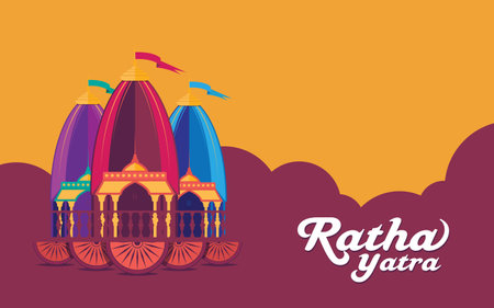 Ratha Yatra vector illustration design, Happy Ratha Yatra festival backgroundのイラスト素材