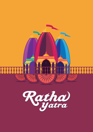 Ratha Yatra vector illustration design, Happy Ratha Yatra festival backgroundのイラスト素材