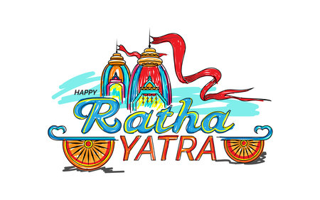Ratha Yatra vector illustration design, Happy Ratha Yatra festival backgroundのイラスト素材