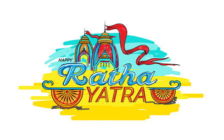 Ratha Yatra vector illustration design, Happy Ratha Yatra festival backgroundのイラスト素材