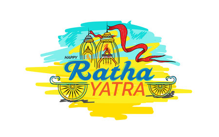 Ratha Yatra vector illustration design, Happy Ratha Yatra festival backgroundのイラスト素材