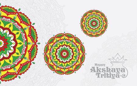 Happy Akshaya Tritiya festival greeting background with kalash and diyaのイラスト素材
