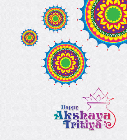 Happy Akshaya Tritiya festival greeting background with kalash and diyaのイラスト素材
