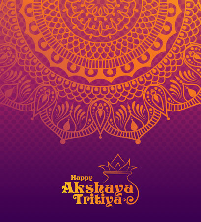 Happy Akshaya Tritiya Banner with mandala ornament. Vintage decorative elements. Hand drawn background.のイラスト素材