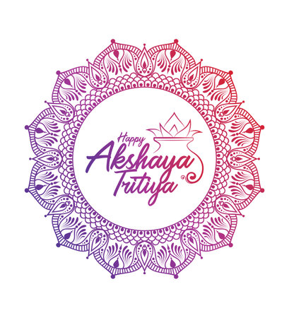 Happy Akshaya Tritiya festival greeting background with kalash and diyaのイラスト素材