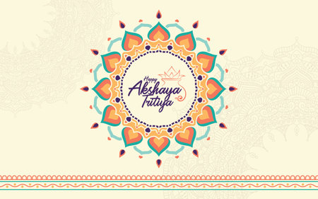 Happy Akshaya Tritiya festival greeting background with kalash and diyaのイラスト素材