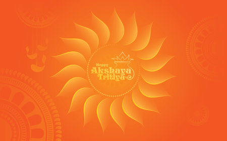 Happy Akshaya Tritiya festival greeting background with kalash and diyaのイラスト素材