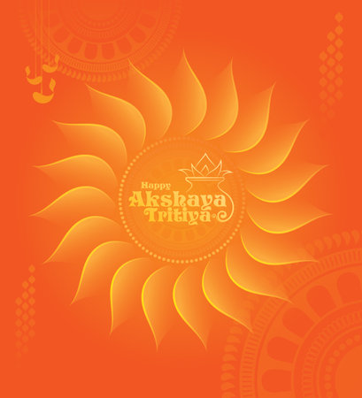 Happy Akshaya Tritiya festival greeting background with kalash and diyaのイラスト素材