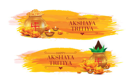 Happy Akshaya Tritiya festival banner design.のイラスト素材