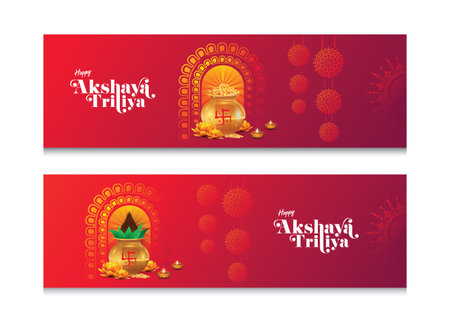 Happy Akshaya Tritiya festival banner design.のイラスト素材