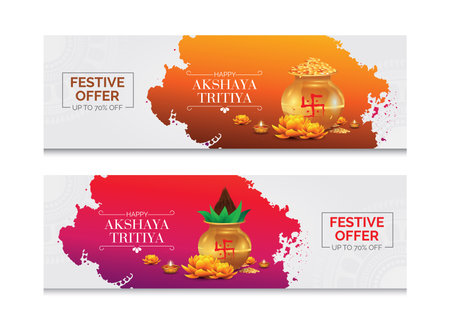 Happy Akshaya Tritiya festival banner design.のイラスト素材
