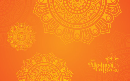 Happy Akshaya Tritiya Banner with mandala ornament. Vintage decorative elements. Hand drawn background.のイラスト素材