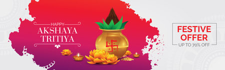 Happy Akshaya Tritiya festival banner design.のイラスト素材