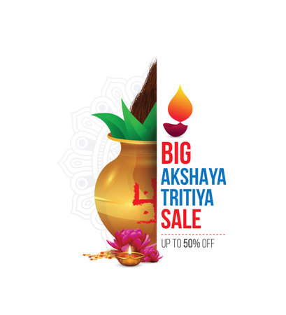 Happy Akshaya Tritiya festival banner design.のイラスト素材
