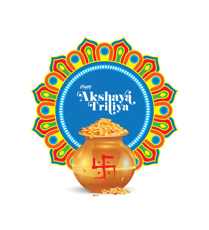 Happy Akshaya Tritiya festival greeting card in vector formatのイラスト素材