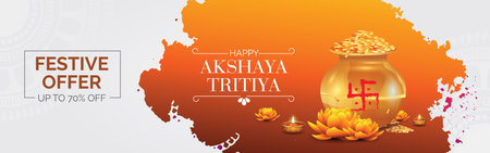 Happy Akshaya Tritiya festival banner design.のイラスト素材