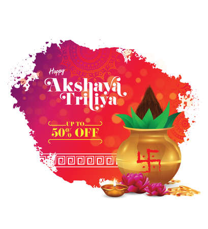Happy Akshaya Tritiya Festival Greeting Background Design Template Vector Illustrationのイラスト素材