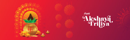 Happy Akshaya Tritiya festival banner design.のイラスト素材