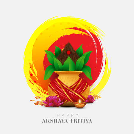 Happy Akshaya Tritiya Festival Greeting Background Design Template Vector Illustrationのイラスト素材