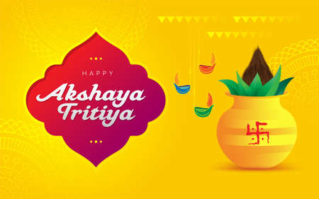 Happy Akshaya Tritiya Festival Greeting Background Design Template Vector Illustrationのイラスト素材