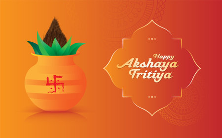 Happy Akshaya Tritiya Background Design Template Vector Illustrationのイラスト素材