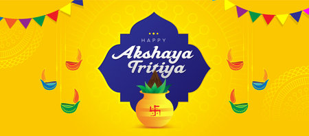 Happy Akshaya Tritiya Background Design Template Vector Illustrationのイラスト素材