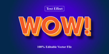WOW Typography in Bright Orange with 3D Shadow Styleのイラスト素材