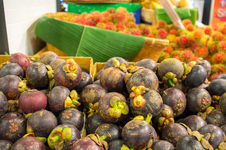 Mangosteen in the supermarket thailand.の写真素材