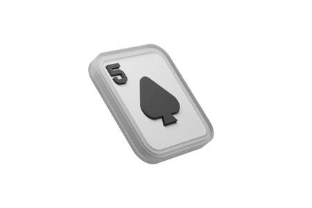3D Isolated Spade Poker Card Casino Render Illustration on White Background