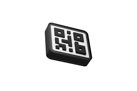 3D Isolated QR Code Matrix Barcode Scan Render Illustration on White Backgroundの写真素材