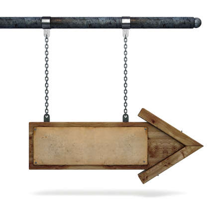 wooden cursor hanging on the chainの写真素材