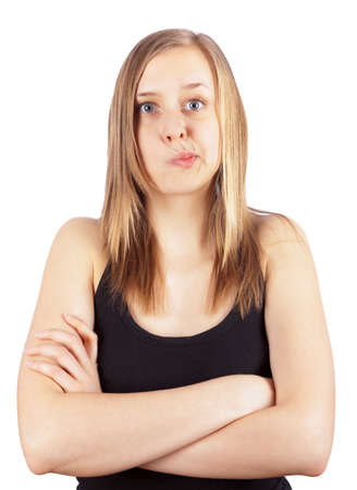 Attractive young woman facing some problems の写真素材
