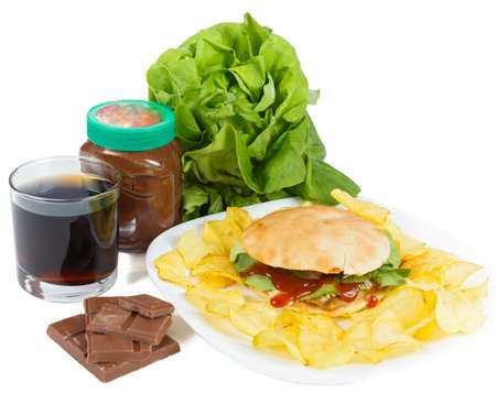 Unhealthy lifestyle concept - the cause of obesity.の写真素材