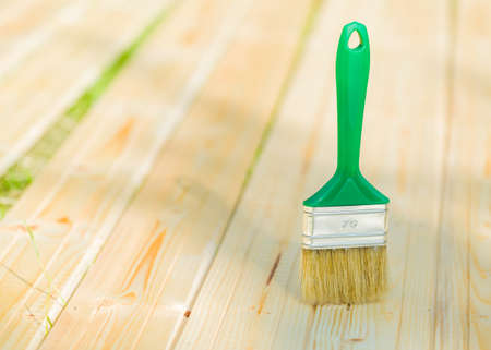 Preparedness to get waterproof fence with protective varnish.の写真素材