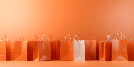 orange shopping bag copy space ai generate designの素材