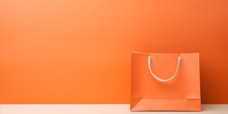 orange shopping bag copy space ai generate designの素材