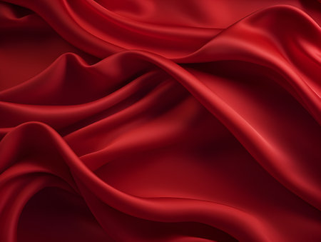 red waving cloth beautiful elegant silk generative ai designの素材
