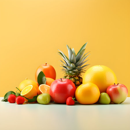 bunch of fruits copy space white background ai generate designの素材