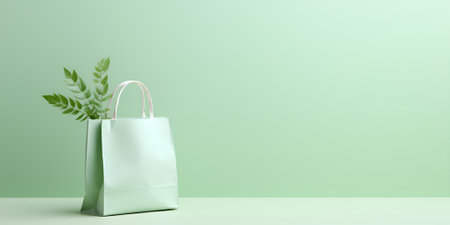 pastel green shopping bag nature green leaf ai generative contentの素材